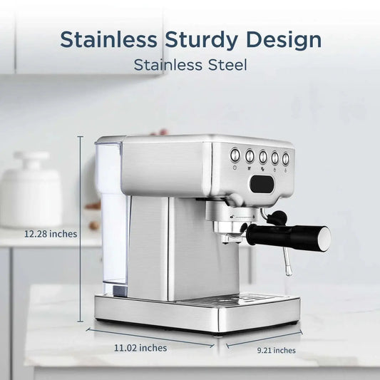 Geek Chef Espresso Machine, 20 Bar Espresso Machine With Milk Frother For Latte, Cappuccino, Macchiato, For Home Espresso Maker, 1.8L Water Tank, Stainless Steel, Ban On Amazon Royalessencelux
