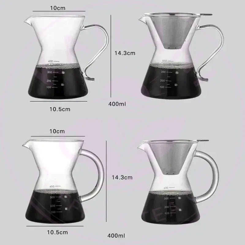 Glass Coffee Pot with Stainless Steel Filter - Pour Over Coffee Maker - Kailani Coffee & Tea Co.