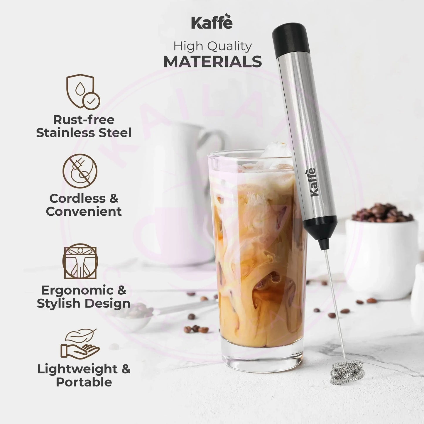 USB Rechargeable Milk Frother - Cordless Handheld Frother | KF6022NS - Kailani Coffee & Tea Co.