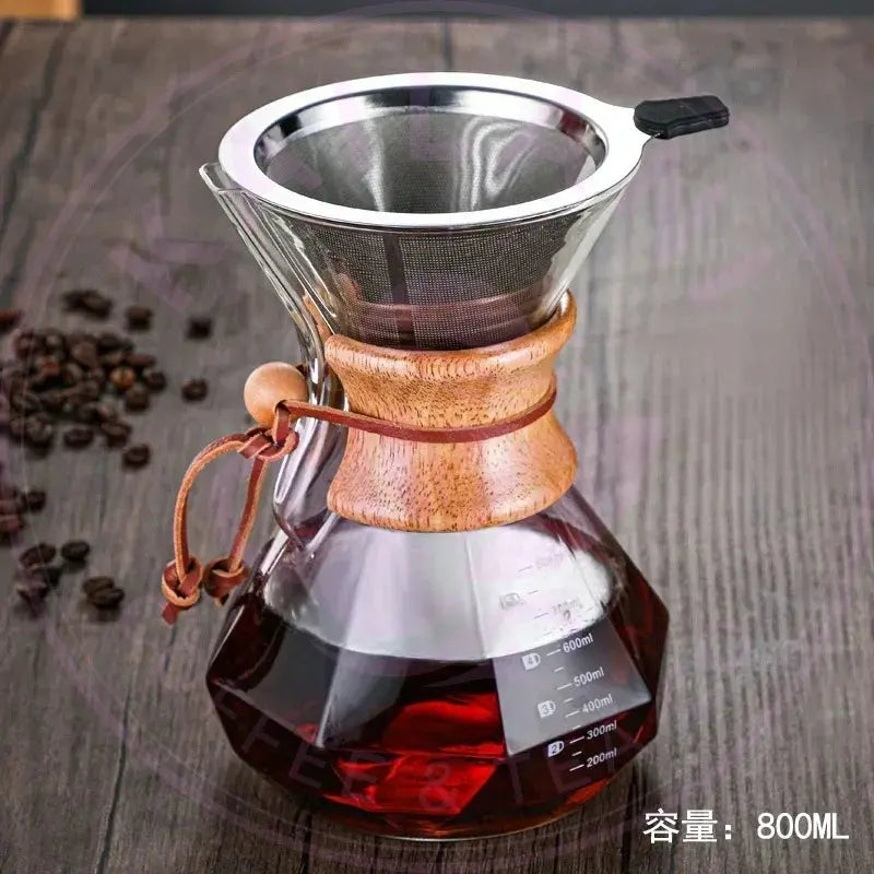 Diamond Glass Pour Over Coffee Maker - Brew Like a Barista at Home! - Kailani Coffee & Tea Co.
