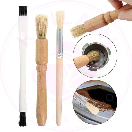 DecorBites™ Coffee Machine Cleaning Brush Set: Wooden Grinder & Nylon Espresso Brushes Decorbites