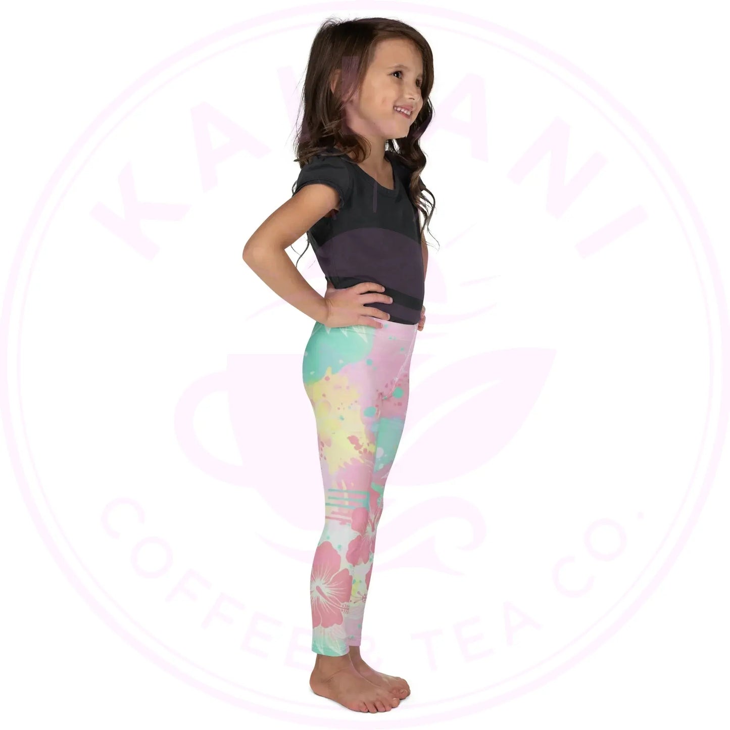 Kailani Hawaiian Floral Kids Leggings - Soft Stretch Active Wear - Kailani Coffee & Tea Co.