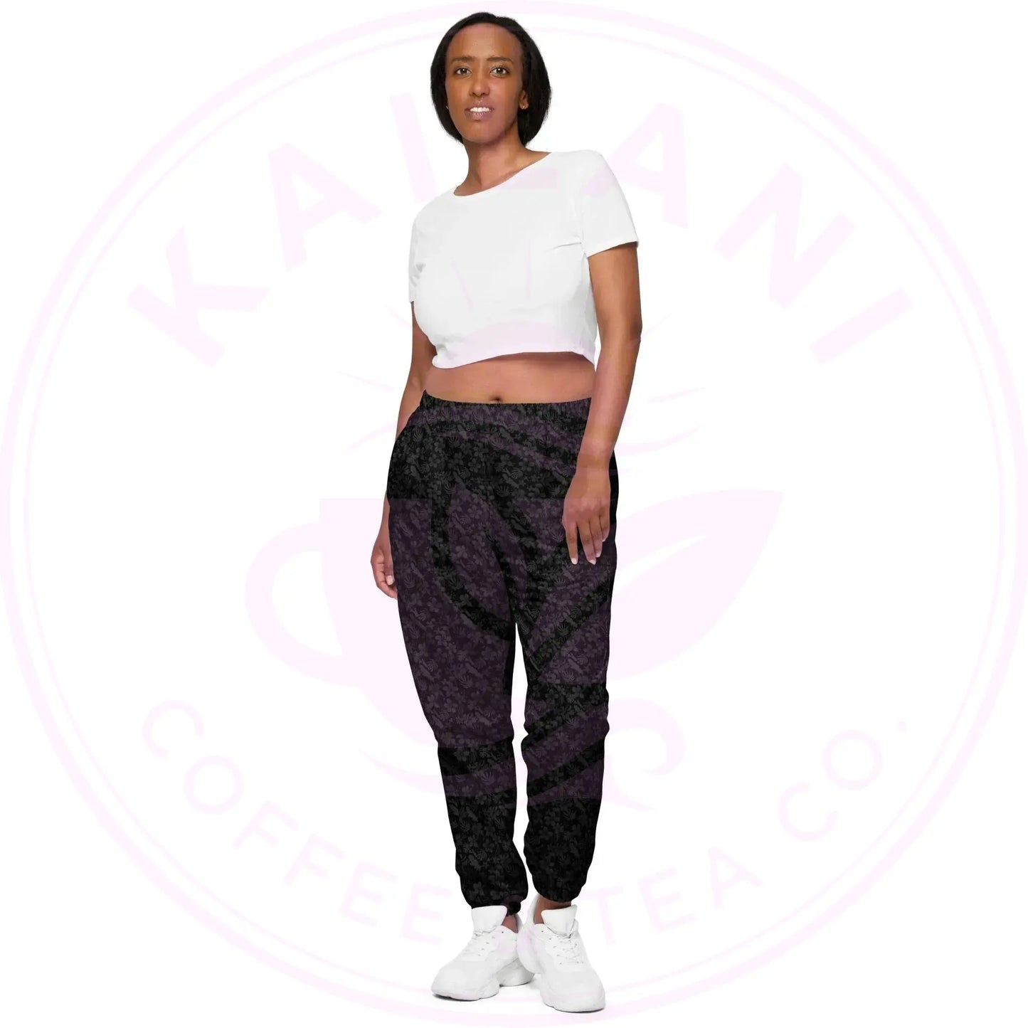 Black Island Floral Spatter Unisex Track Pants - Water-Resistant - Kailani Coffee & Tea Co.