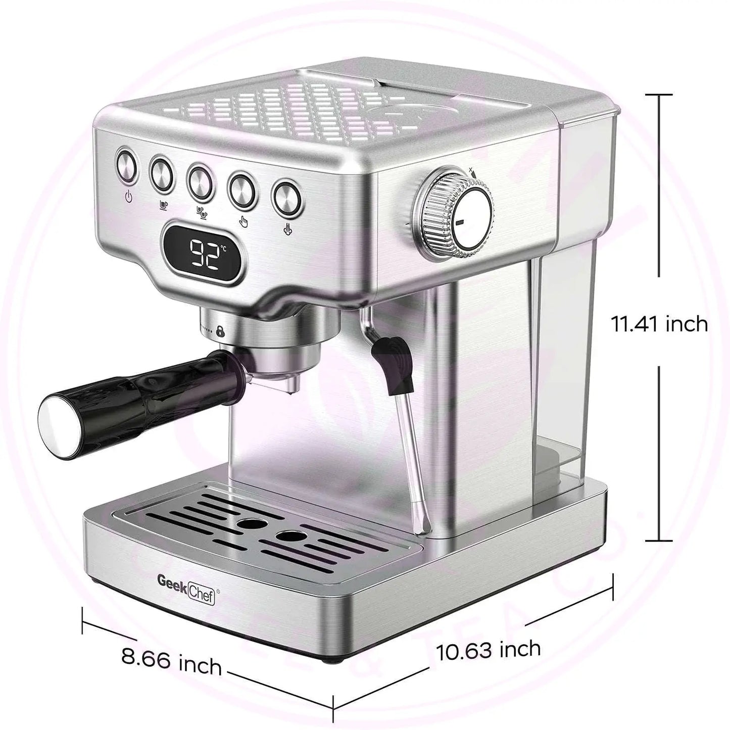 Geek Chef Espresso Machine, 20 Bar Espresso Machine With Milk Frother For Latte, Cappuccino, Macchiato, For Home Espresso Maker, 1.8L Water Tank, Stainless Steel, Ban On Amazon Royalessencelux