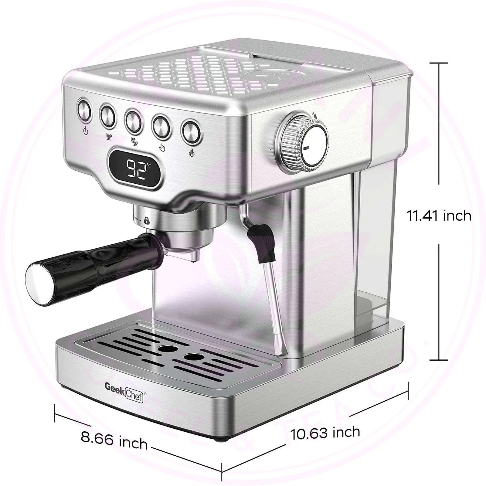 Geek Chef Espresso Machine, 20 Bar Espresso Machine With Milk Frother For Latte, Cappuccino, Macchiato, For Home Espresso Maker, 1.8L Water Tank, Stainless Steel, Ban On Amazon Royalessencelux