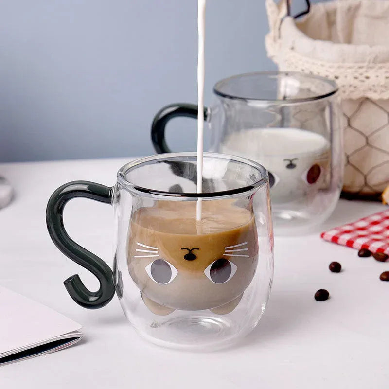 Adorable Cat Paw Glass Cup - Cute Cartoon Coffee Mug for Cat Lovers - Kailani Coffee & Tea Co.