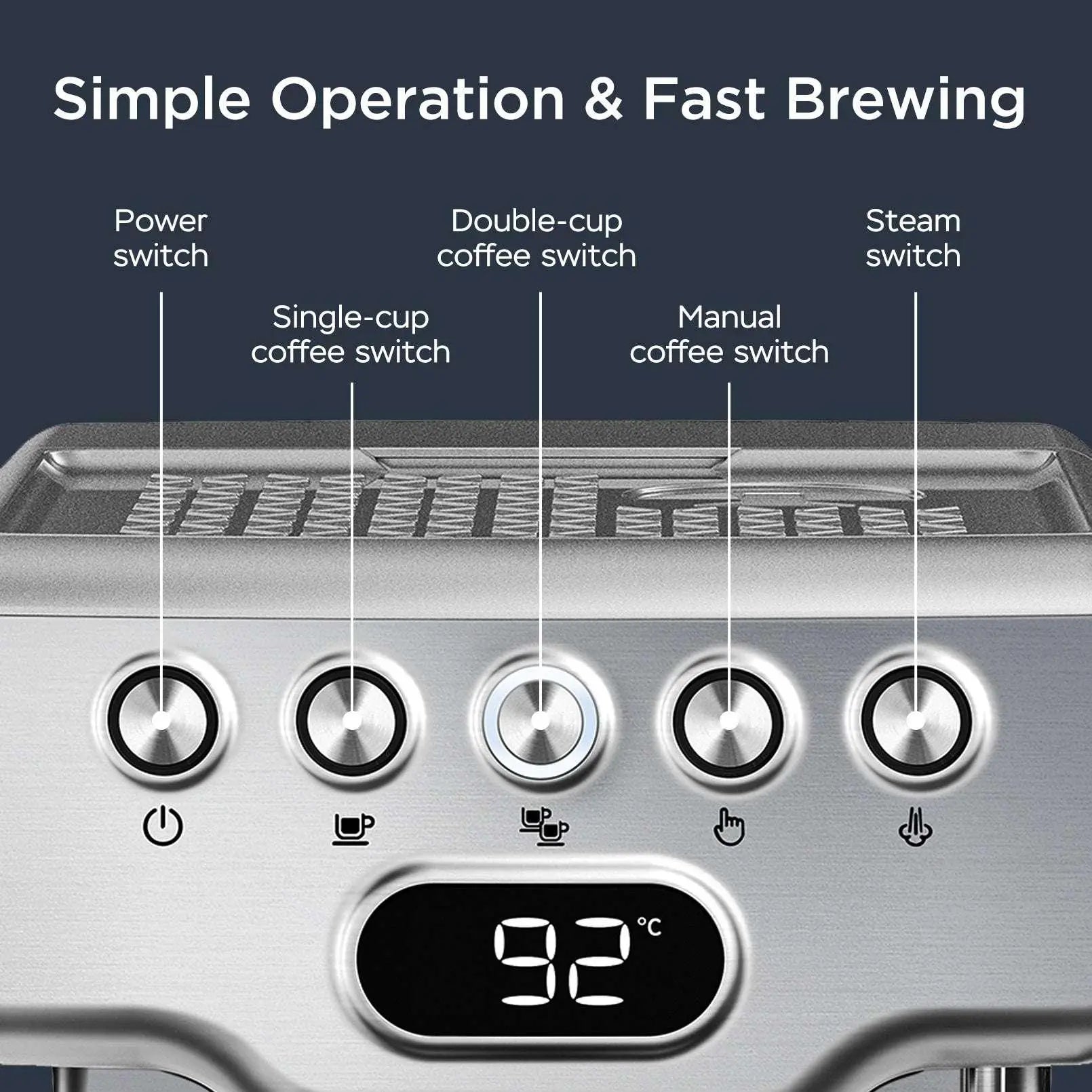 Geek Chef Espresso Machine, 20 Bar Espresso Machine With Milk Frother For Latte, Cappuccino, Macchiato, For Home Espresso Maker, 1.8L Water Tank, Stainless Steel, Ban On Amazon Royalessencelux