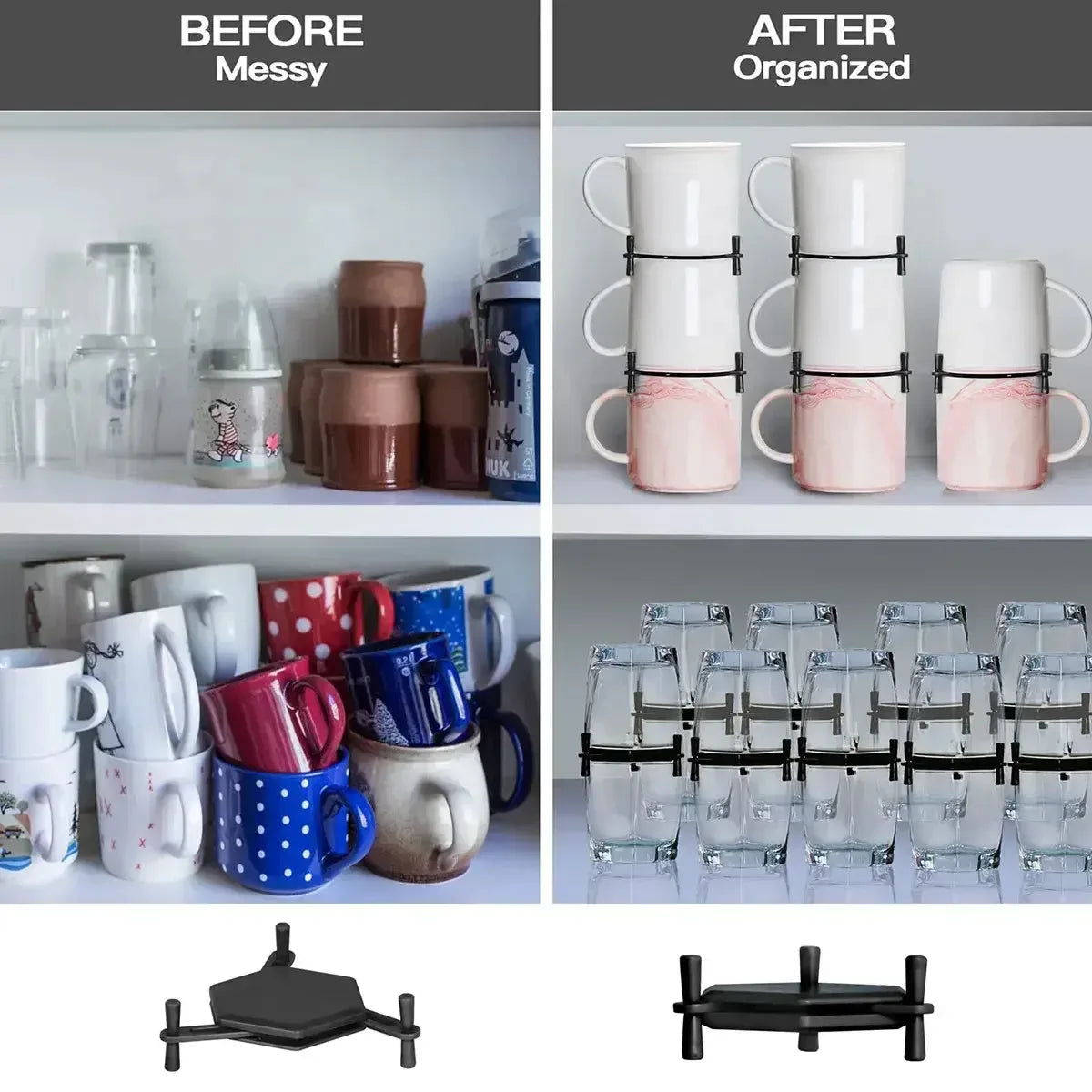 Adjustable Coffee Mug Holder - Stackable Cup Organizer Rack - Kailani Coffee & Tea Co.