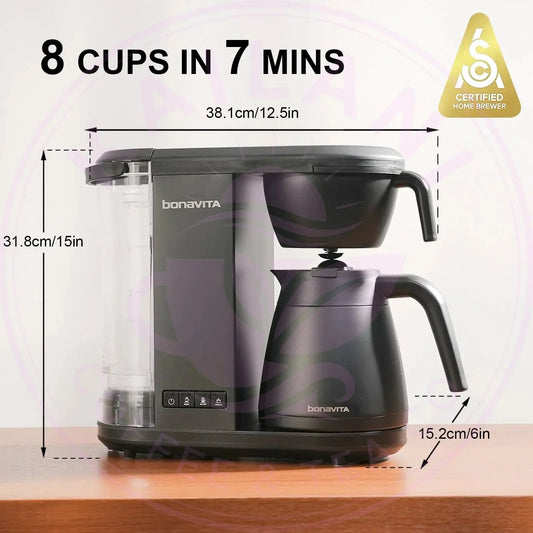 Enthusiast 8-Cup Drip Coffee Brewer with 1.3L Thermal or Glass Carafe Bonavita