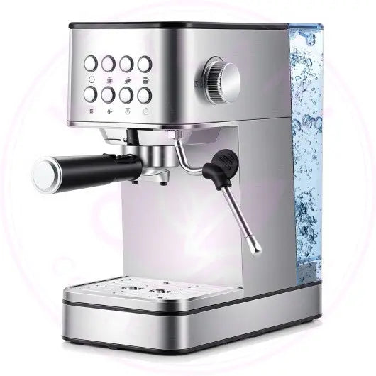 20 Bar Espresso Machine - Compact Silver with Milk Frother