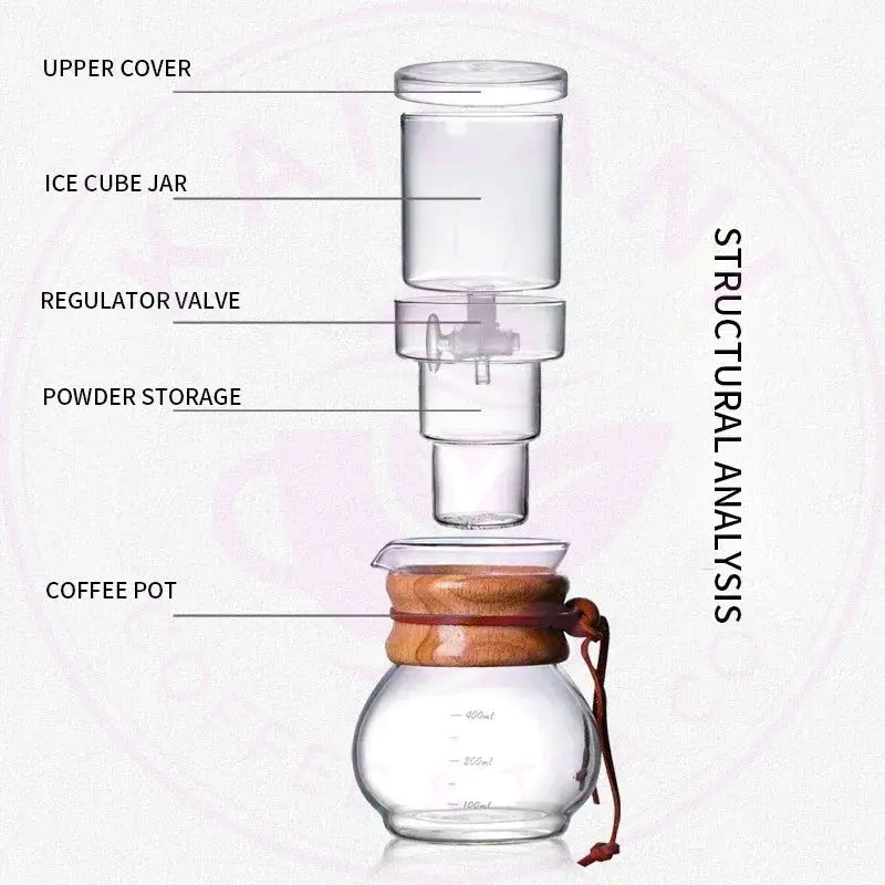 DecorBites™ Glass Coffee Kettle Dripper Pot Cold Brew Ice Dripper 400ml Coffee Maker Decorbites