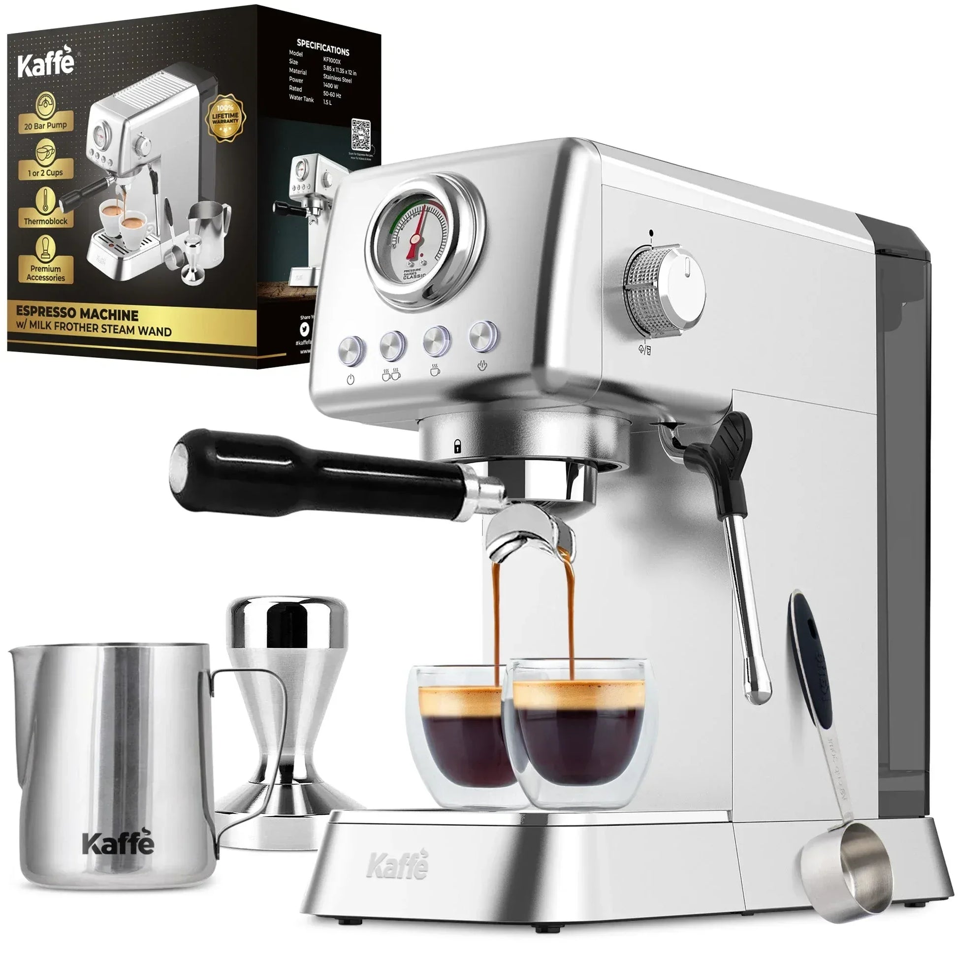 Espresso Coffee Machine with Milk Frother KF1000X - Kailani Coffee & Tea Co.