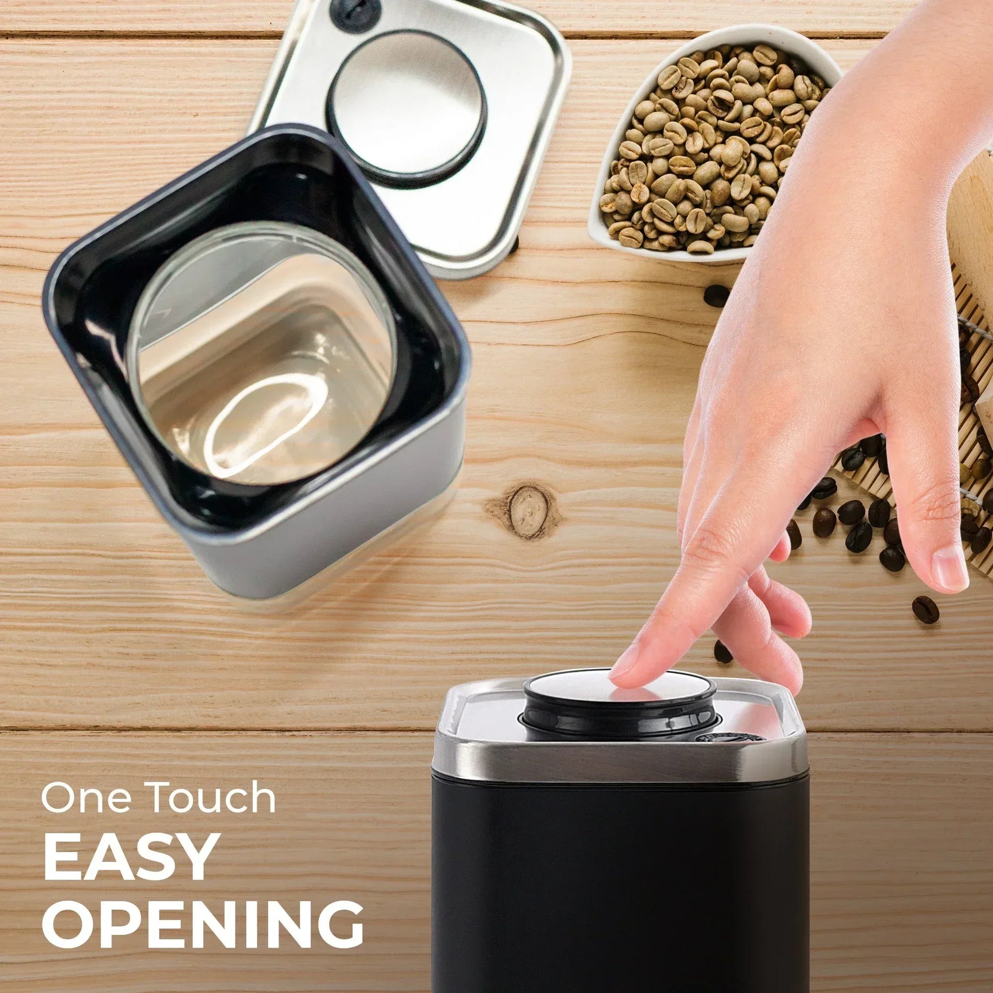 Glass Storage Container | 16oz Square Coffee Jar - Kailani Coffee & Tea Co.