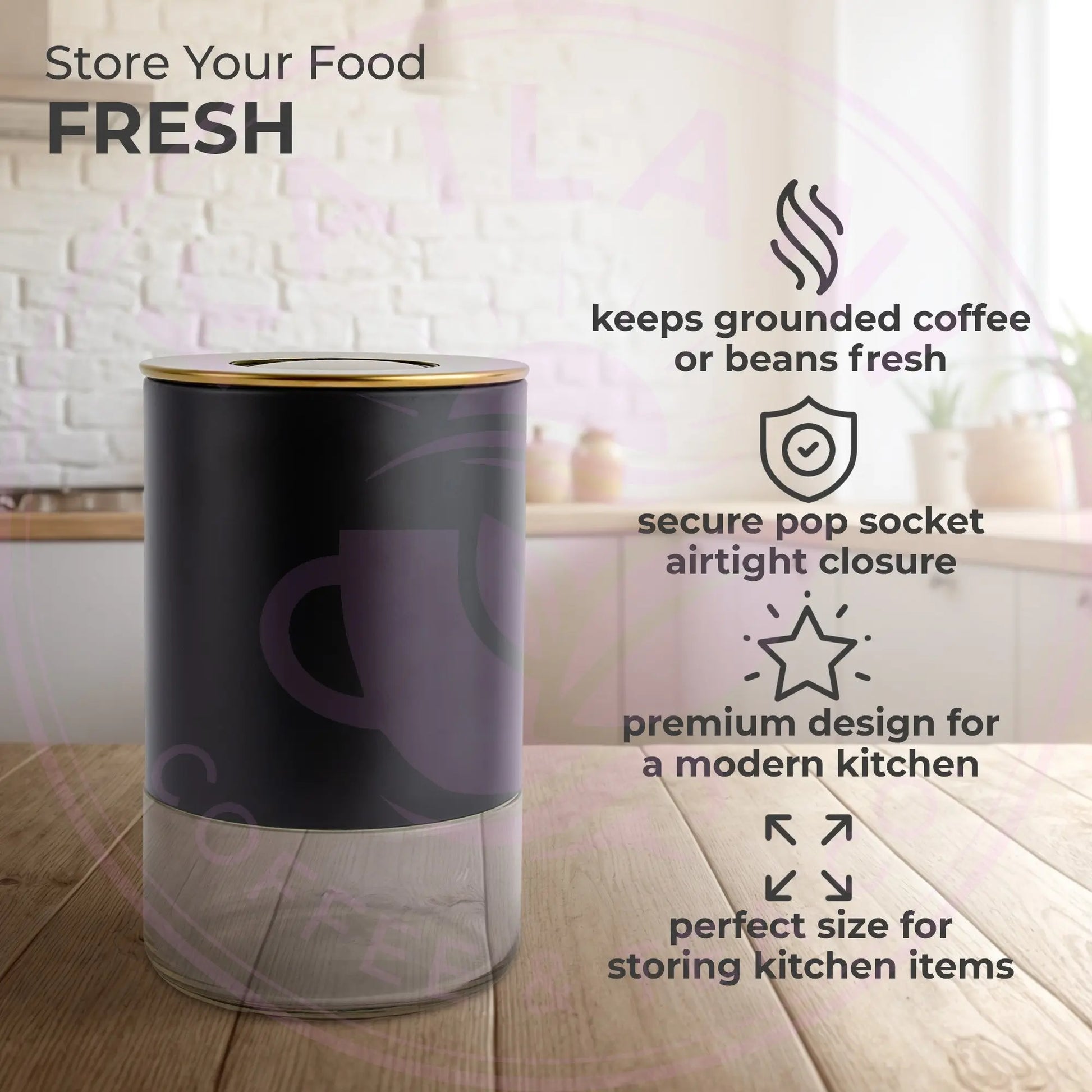 Glass Storage Container 8oz - Airtight Coffee Canister Kaffe Products