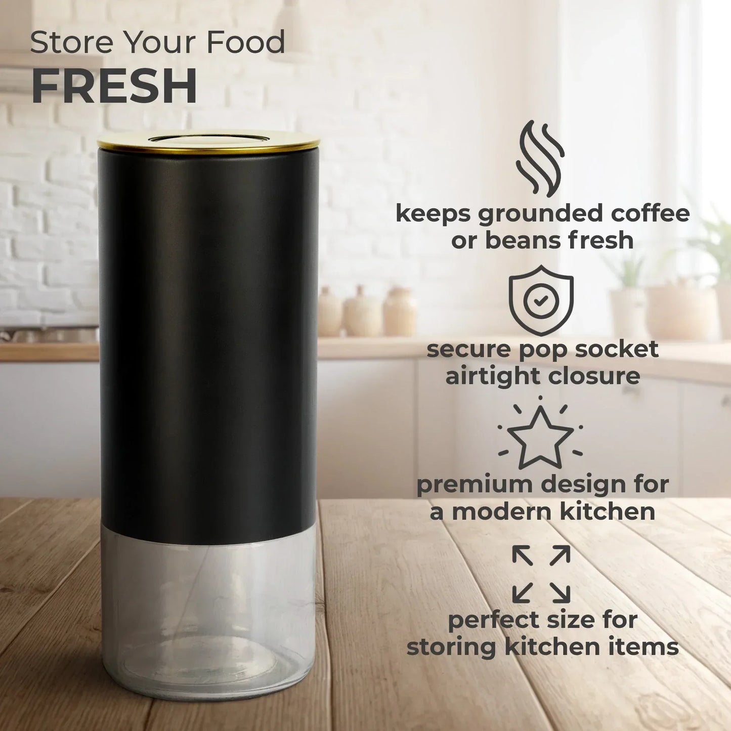 Glass Storage Container | 16oz Round Coffee Keeper - Kailani Coffee & Tea Co.