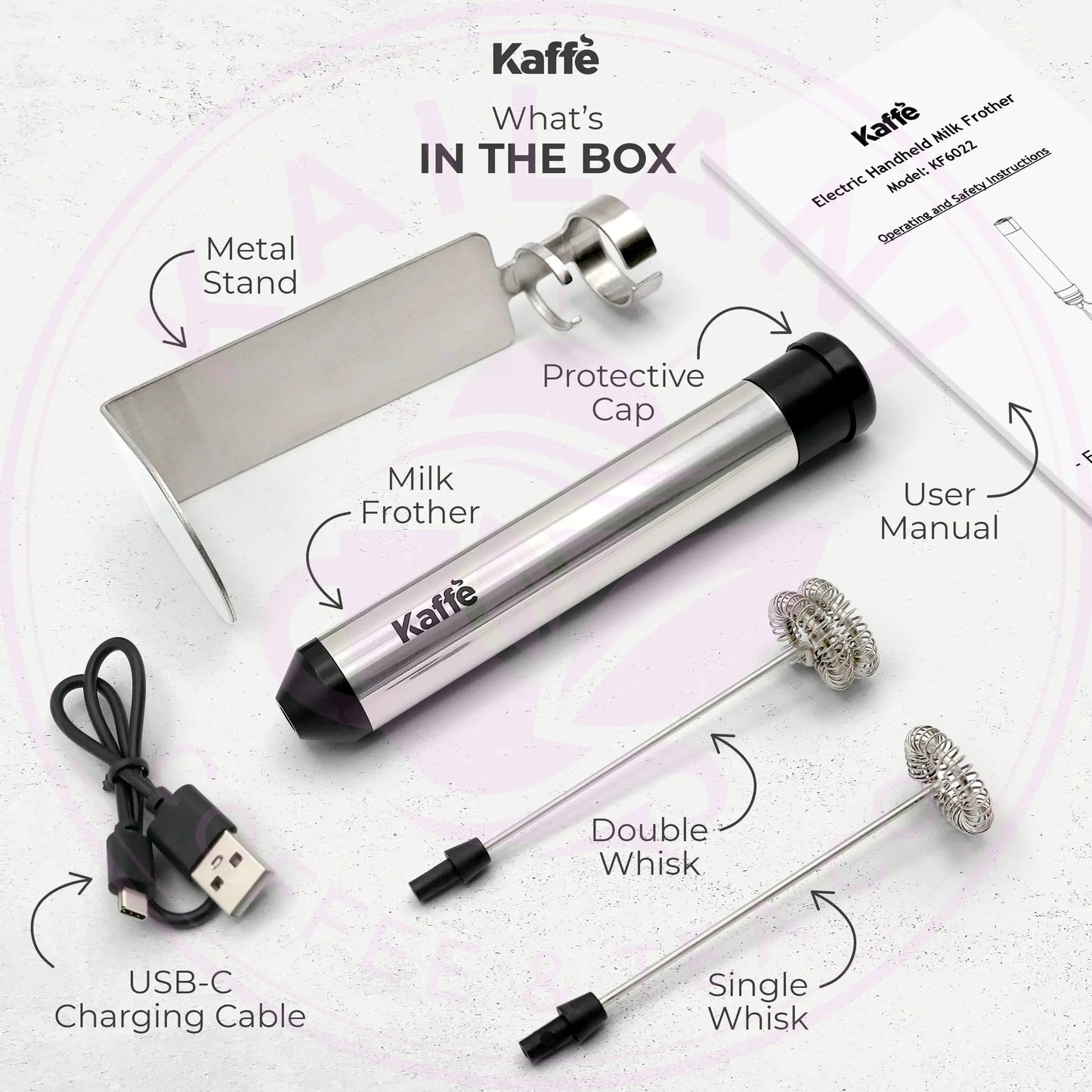 Handheld Milk Frother (USB Rechargeable), KF6022 Kaffe Products