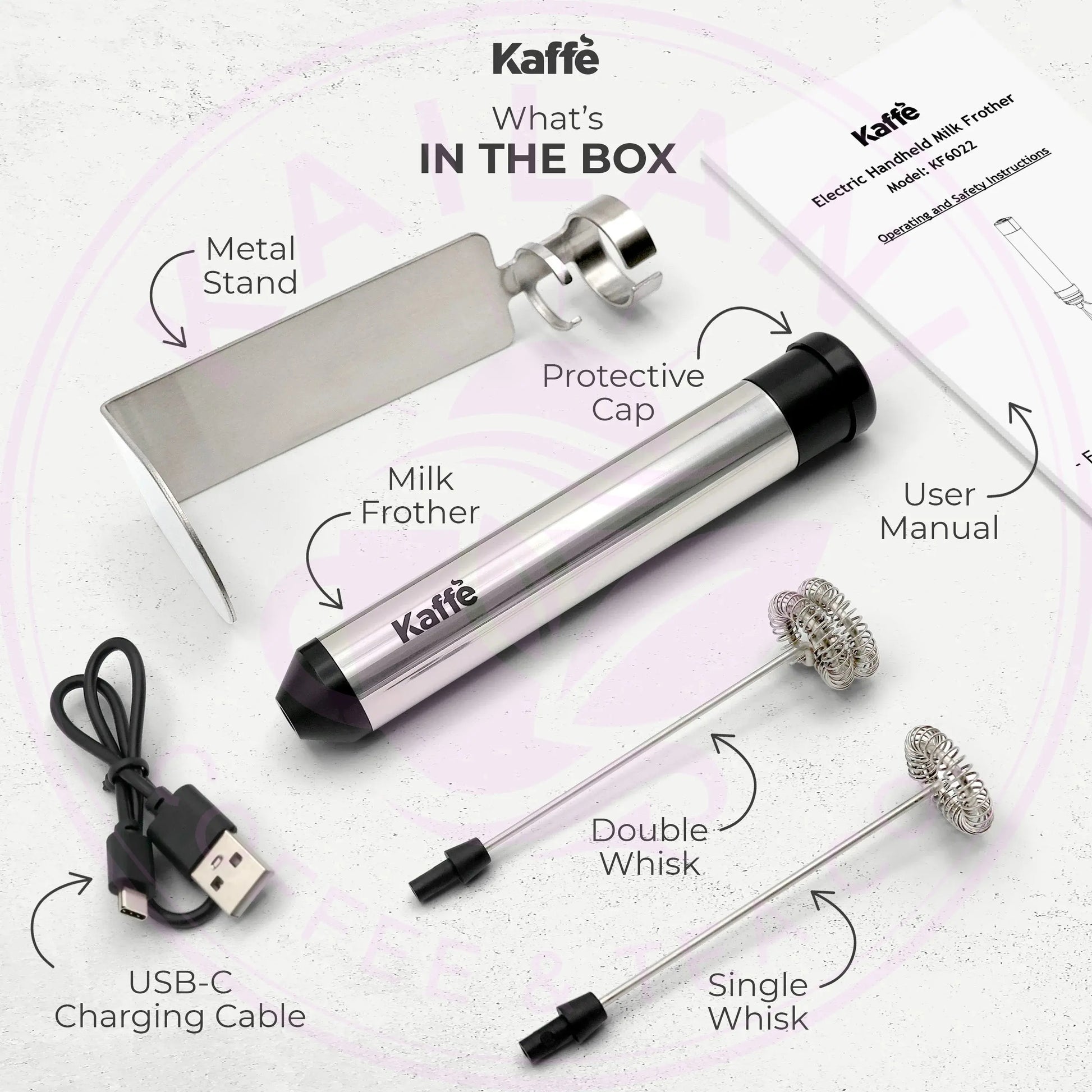 Handheld Milk Frother (USB Rechargeable), KF6022 Kaffe Products