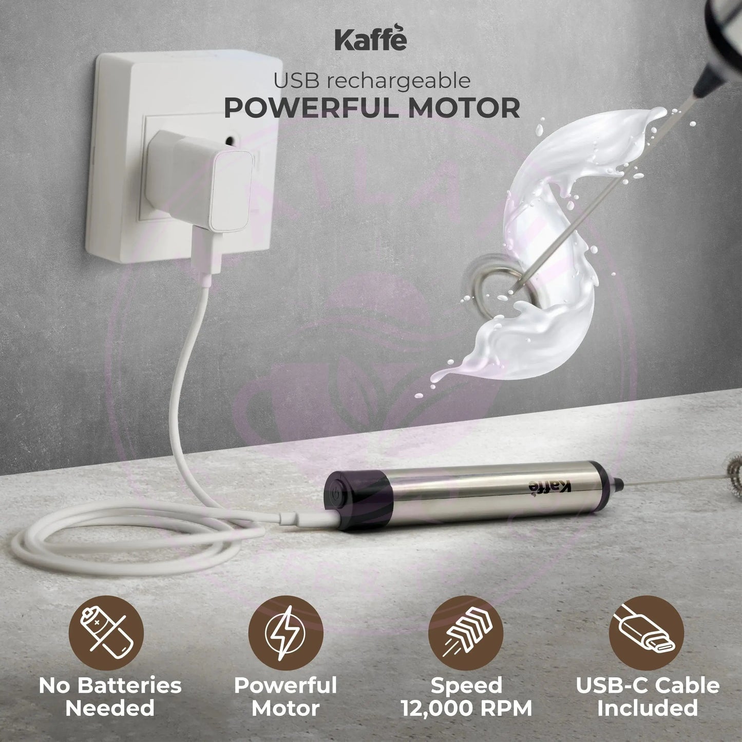 Handheld Milk Frother (USB Rechargeable), KF6022 Kaffe Products