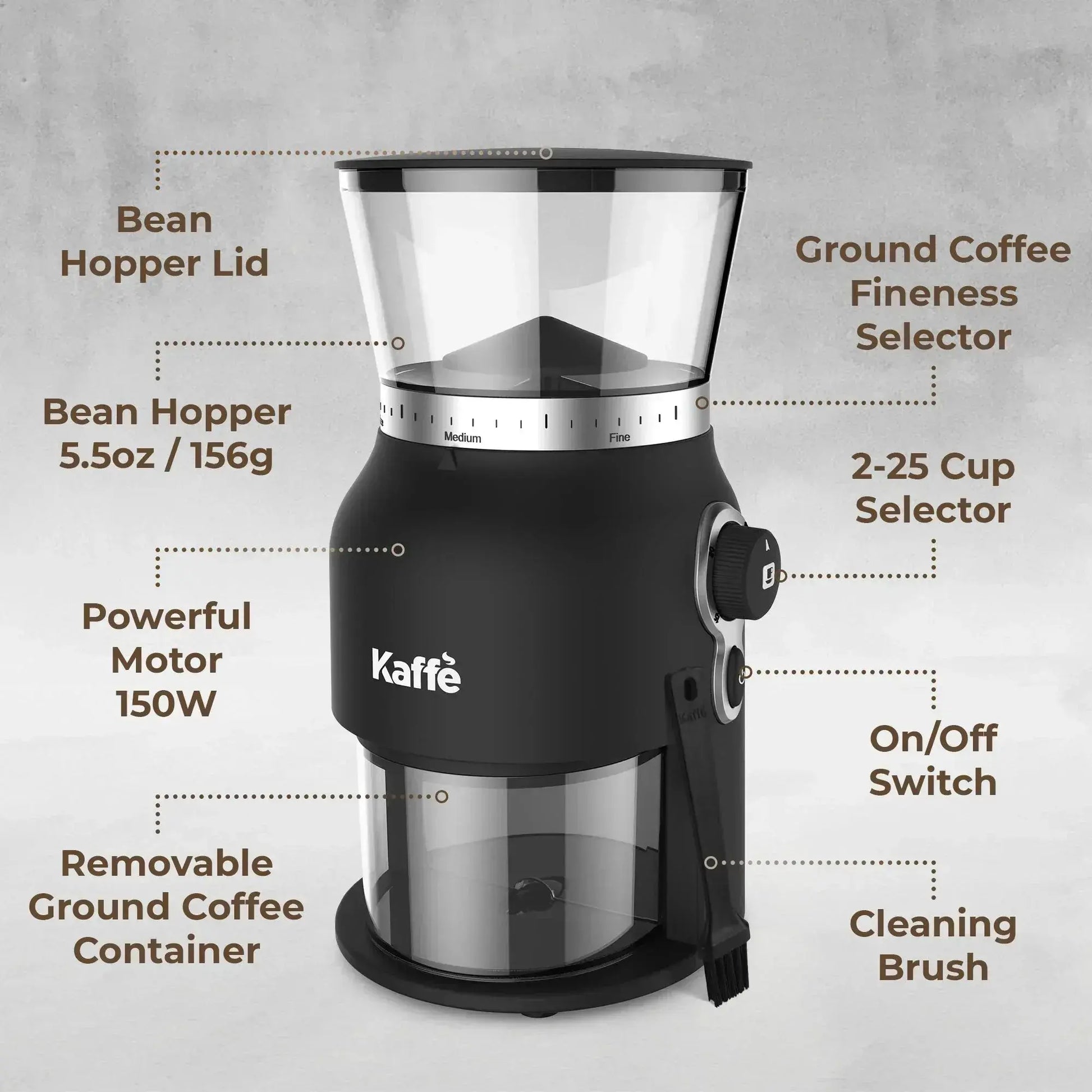 Conical Burr Coffee Grinder - Precision Grinding | KF8150 - Kailani Coffee & Tea Co.