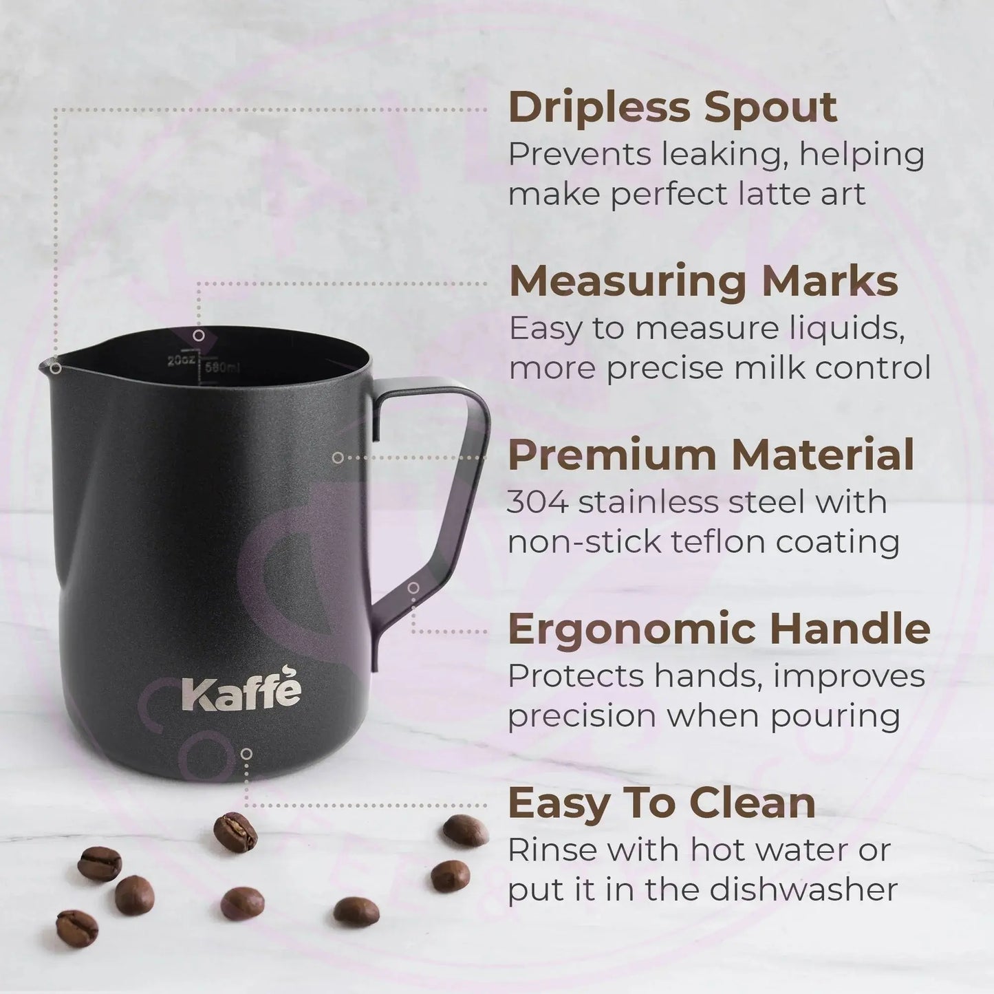 Milk Frothing Pitcher (20oz / 600ml), KFFP02 Kaffe Products