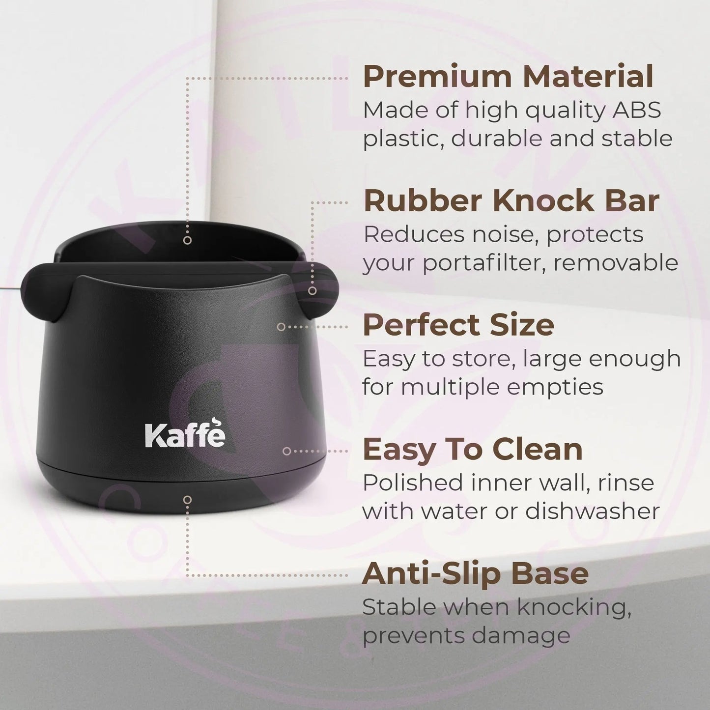 Espresso Knock Box - Kaffe KFKB01 with Rubber Knock Bar