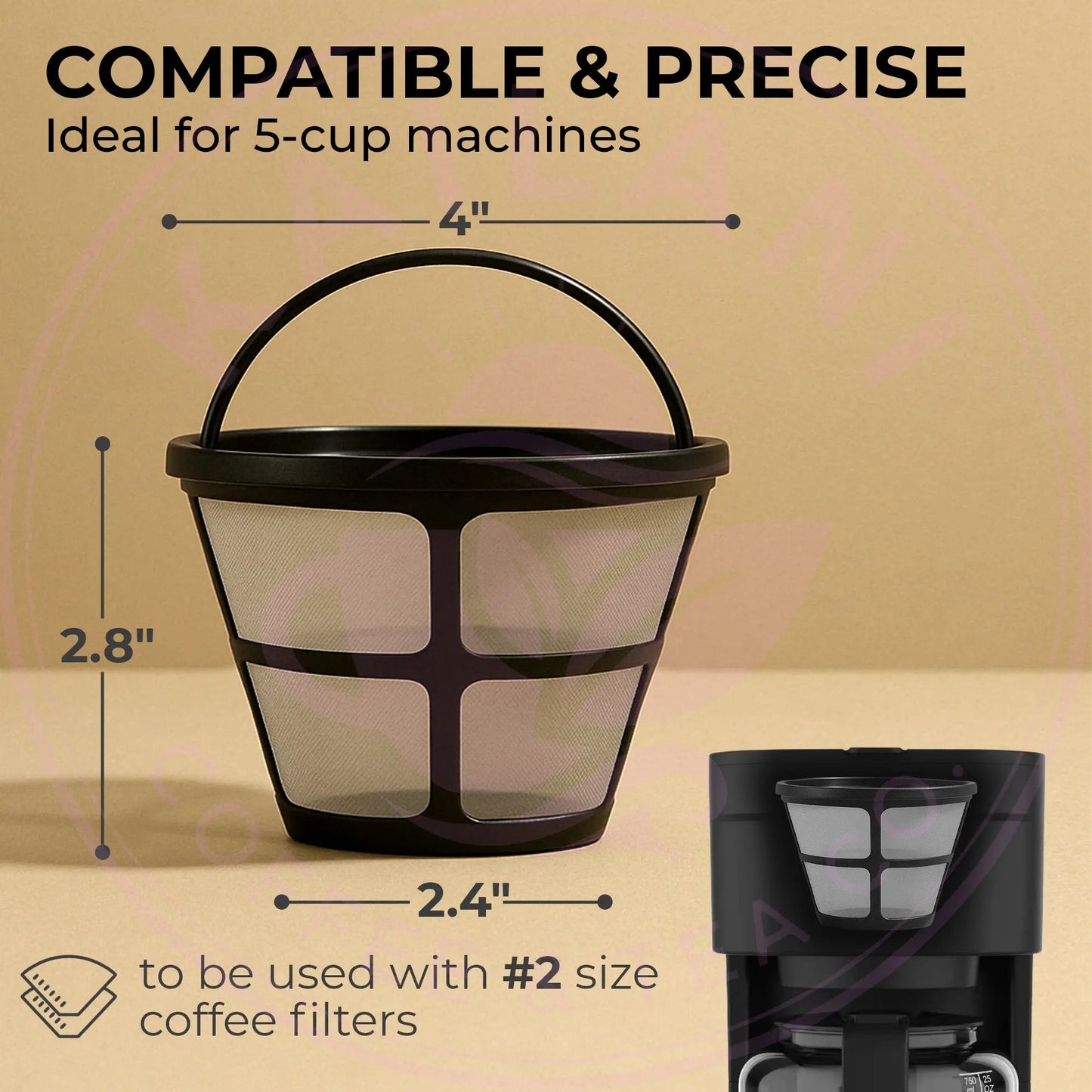 Universal Replacement Coffee Filter for 5-Cup Coffee Makers, KFPF05