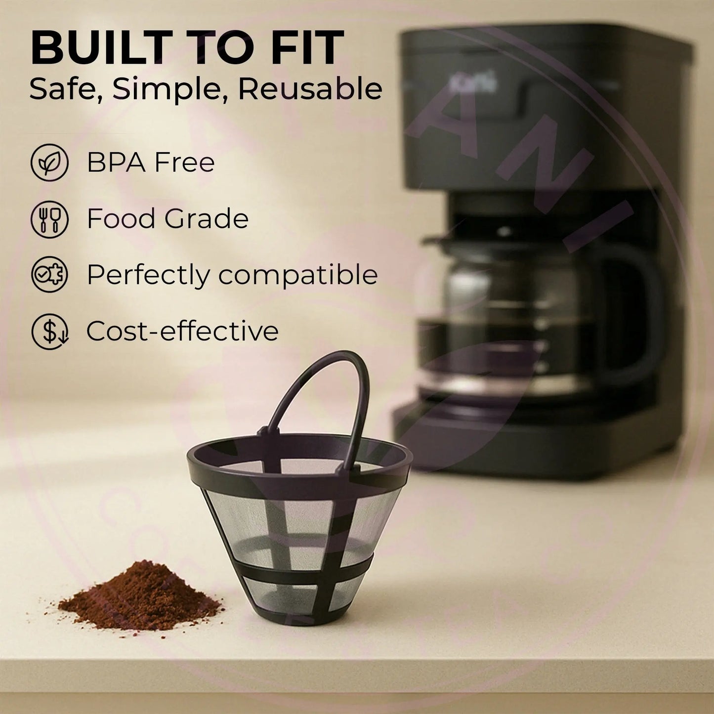 Universal Replacement Coffee Filter for 5-Cup Coffee Makers, KFPF05