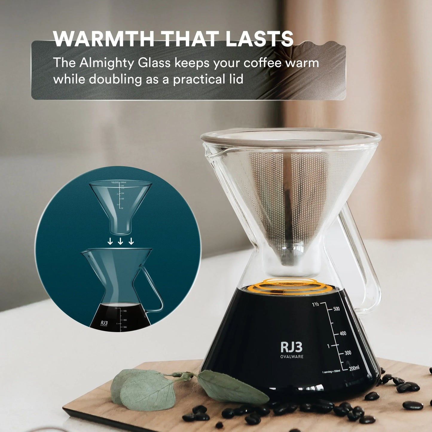 Pour Over Coffee Maker & Filter Set - 500ml/17oz Glass Carafe Dripper - Kailani Coffee & Tea Co.