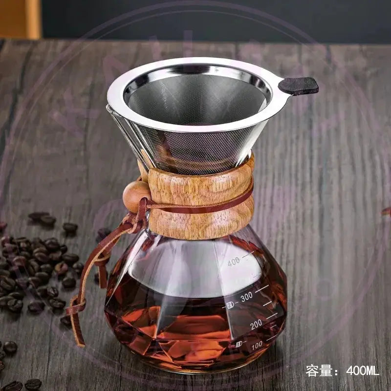 Diamond Glass Pour Over Coffee Maker - Brew Like a Barista at Home! - Kailani Coffee & Tea Co.
