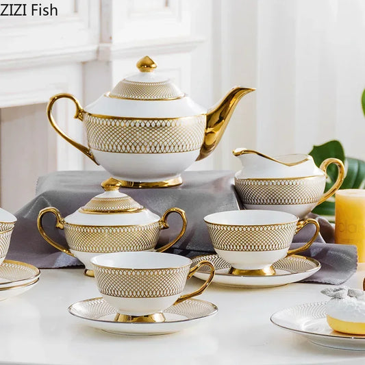 Gold Ceramic Tea Set - Elegant Teapot - Kailani Coffee & Tea Co.