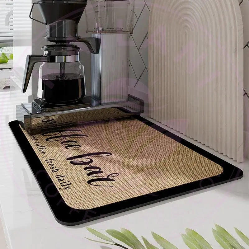 DecorBites™ Coffee Mat: Absorbent Dish Drying Mat for Kitchen Counter, Bar, Coffee Machine Decorbites