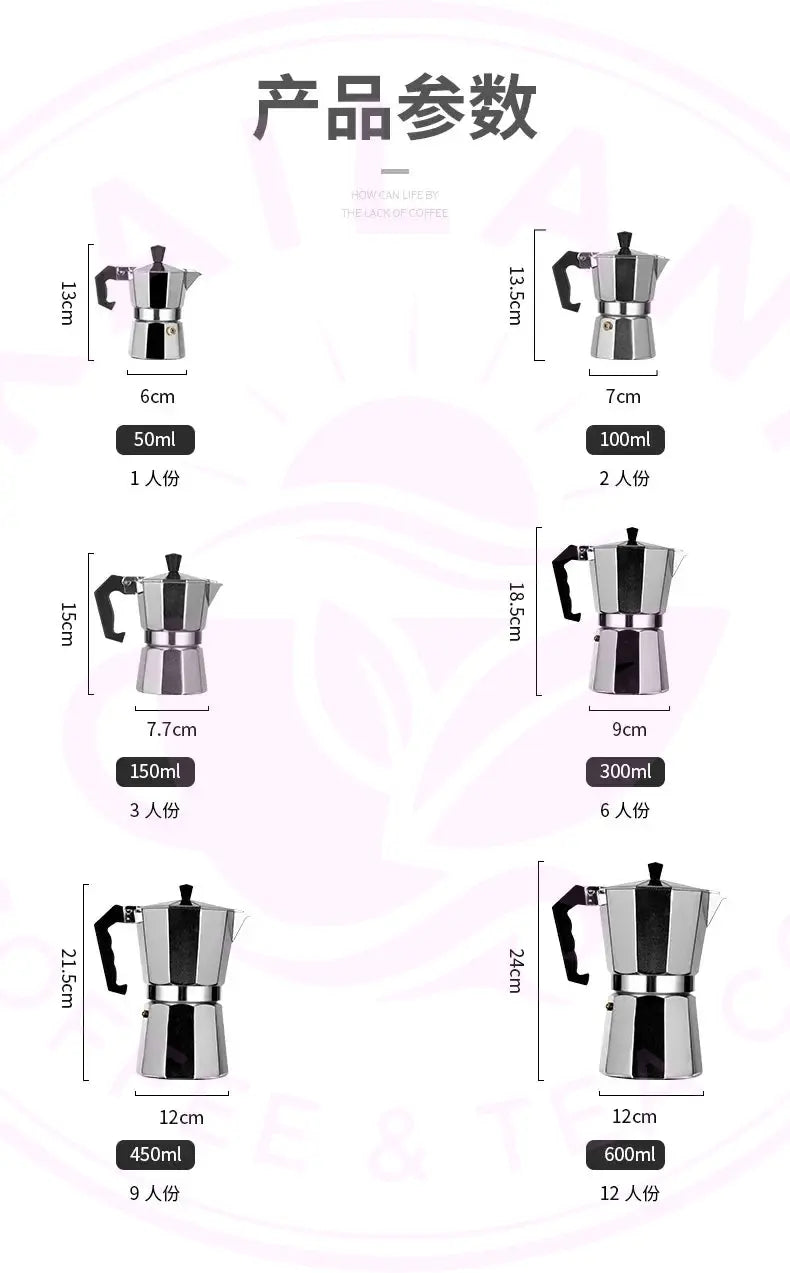 Moka Pot - Italian Octagonal Stainless Steel Coffee Maker