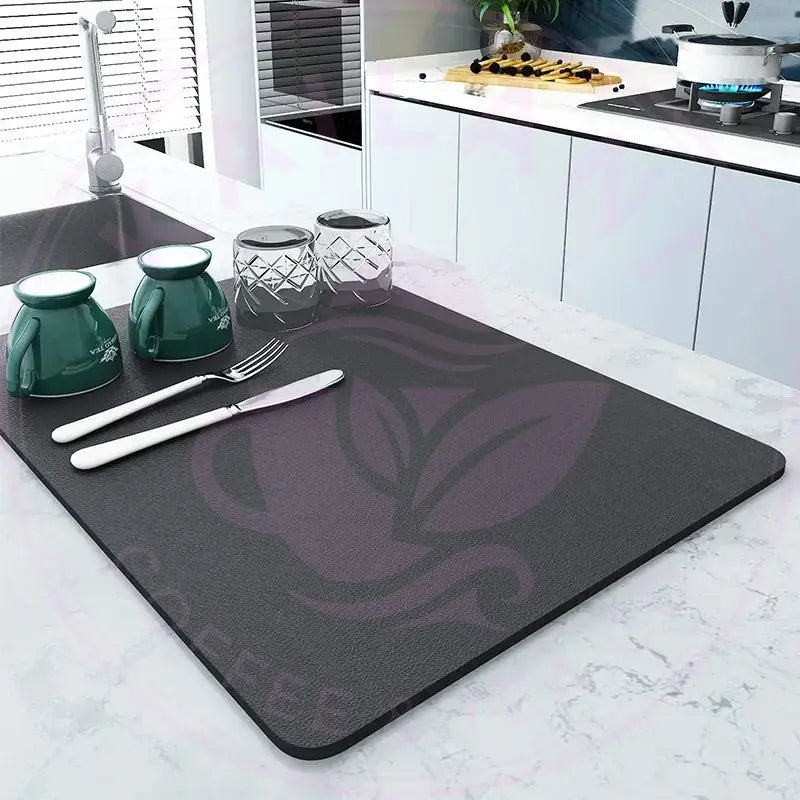 DecorBites™ Coffee Mat: Absorbent Dish Drying Mat for Kitchen Counter, Bar, Coffee Machine Decorbites