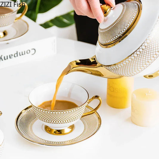 Gold Ceramic Tea Set - Elegant Teapot - Kailani Coffee & Tea Co.