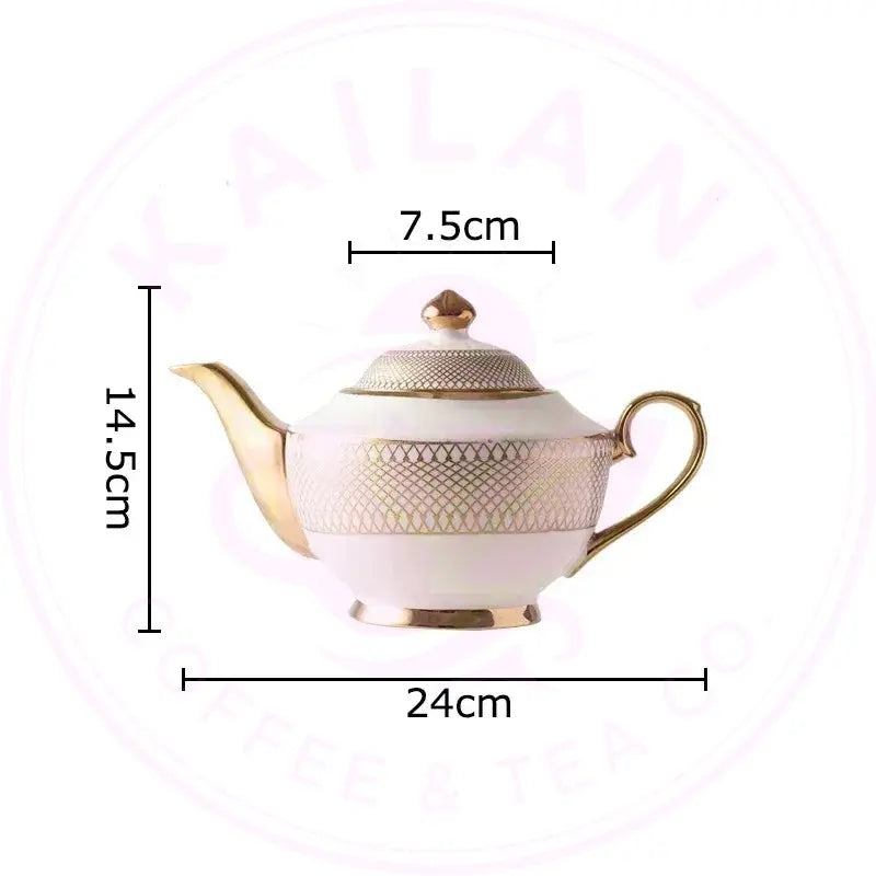 Gold Ceramic Tea Set - Elegant Teapot - Kailani Coffee & Tea Co.
