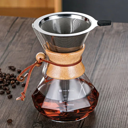 Diamond Glass Pour Over Coffee Maker - Brew Like a Barista at Home! - Kailani Coffee & Tea Co.
