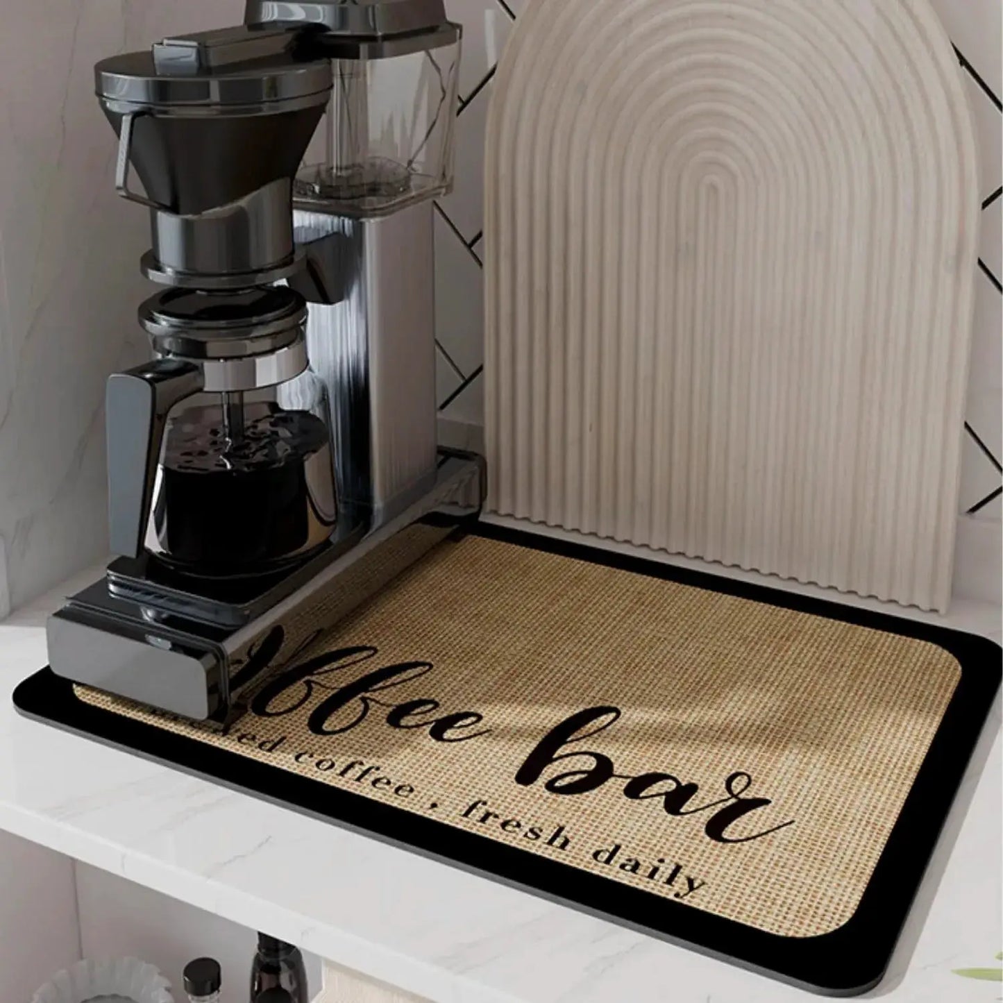DecorBites™ Espresso Machine Mat Absorbent Kitchen Coffeware for Countertops Decorbites