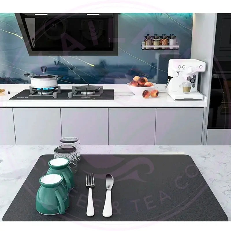 DecorBites™ Coffee Mat: Absorbent Dish Drying Mat for Kitchen Counter, Bar, Coffee Machine Decorbites