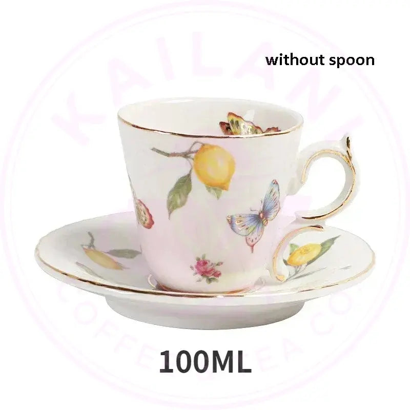 Gold Edge Lemon Teapot Set - Ceramic Mug & Saucer Collection - Kailani Coffee & Tea Co.