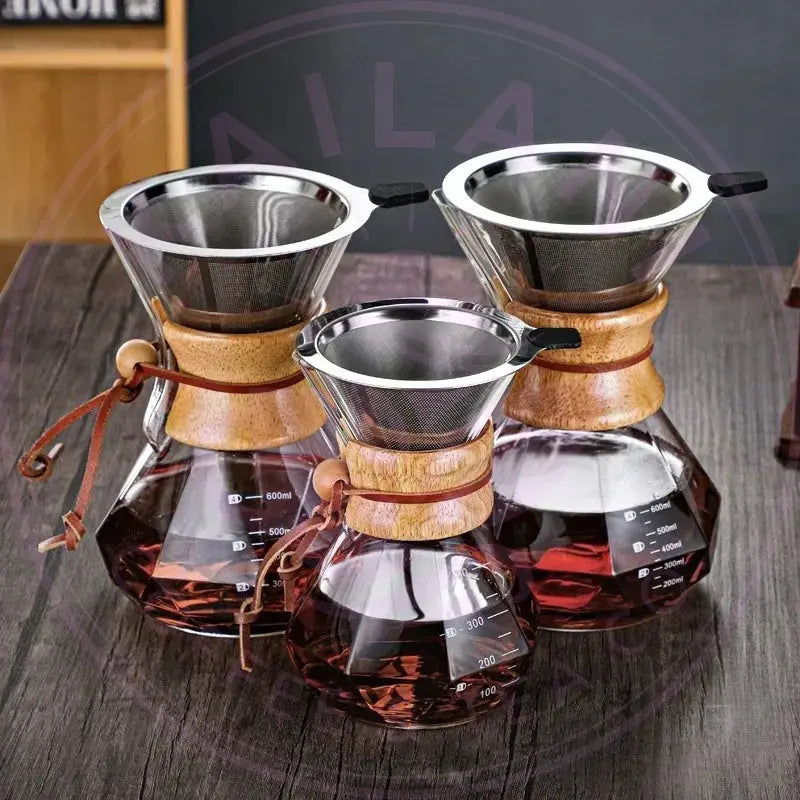 Diamond Glass Pour Over Coffee Maker - Brew Like a Barista at Home! - Kailani Coffee & Tea Co.
