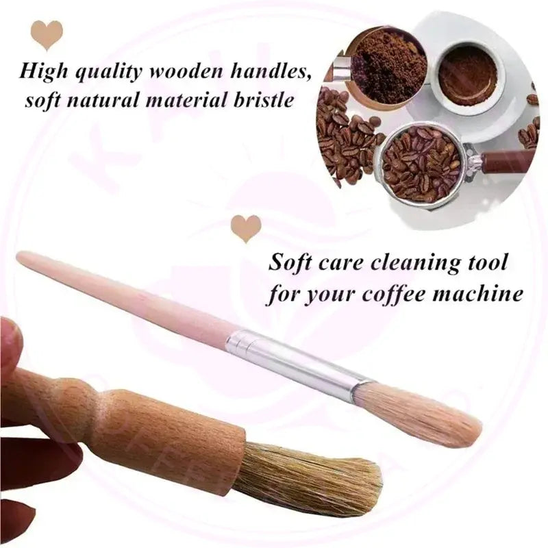 DecorBites™ Coffee Machine Cleaning Brush Set: Wooden Grinder & Nylon Espresso Brushes Decorbites
