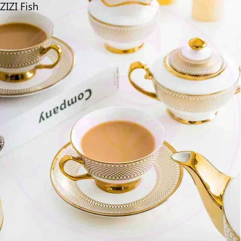 Gold Ceramic Tea Set - Elegant Teapot - Kailani Coffee & Tea Co.