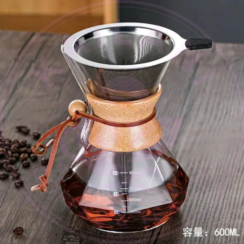 Diamond Glass Pour Over Coffee Maker - Brew Like a Barista at Home! - Kailani Coffee & Tea Co.