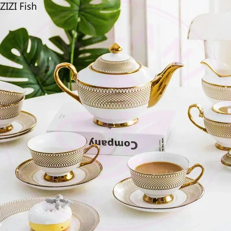 Gold Ceramic Tea Set - Elegant Teapot - Kailani Coffee & Tea Co.