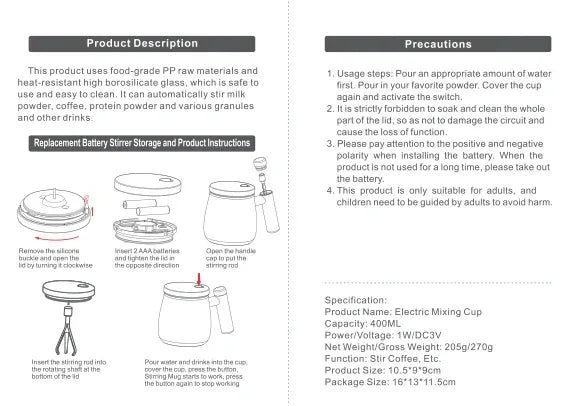 Self-Stirring Coffee Mug 400ML | Electric Automatic Mixing Cup - Kailani Coffee & Tea Co.