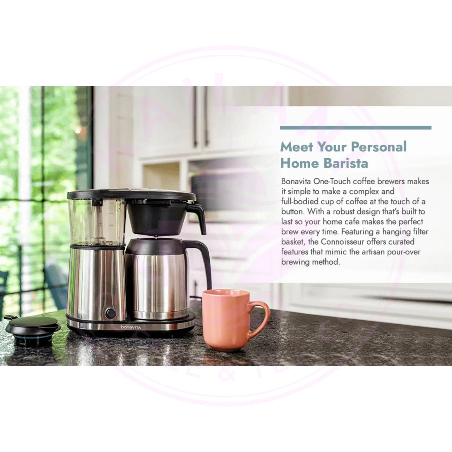 Connoisseur 8-Cup Drip Coffee Brewer One-Touch with Thermal Carafe and Hanging Basket - SCA Certified Home Brewer Bonavita