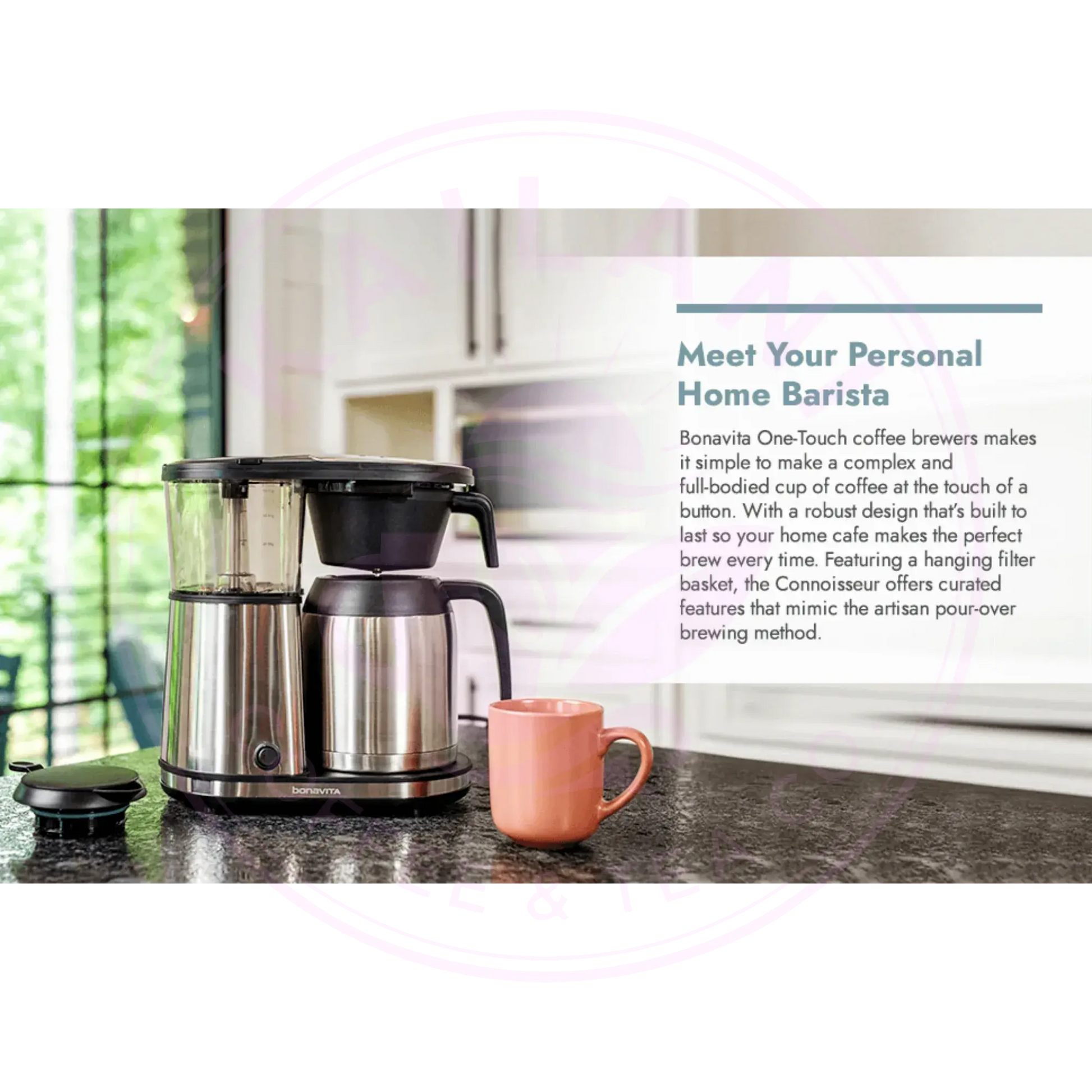 Connoisseur 8-Cup Drip Coffee Brewer One-Touch with Thermal Carafe and Hanging Basket - SCA Certified Home Brewer Bonavita