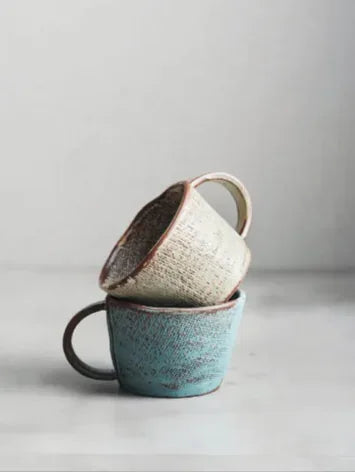Handcrafted Japanese Pottery Coffee Set - Artisan Clay Mugs & Saucers - Kailani Coffee & Tea Co.