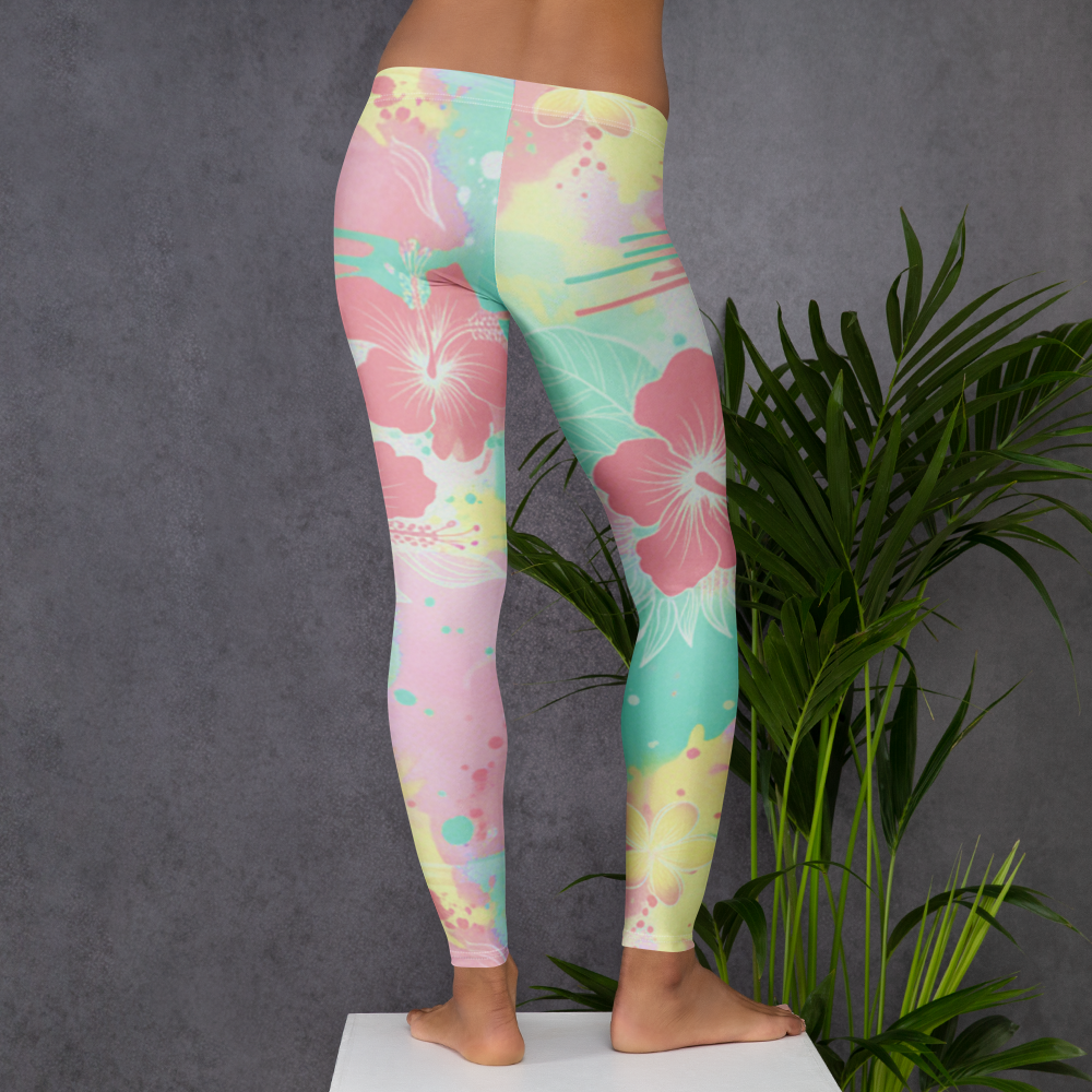 Kailani Hawaiian Floral Athletic Leggings - UPF 50+ Four-Way Stretch