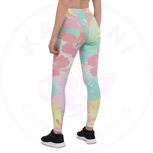 Kailani Hawaiian Floral Leggings - UPF 50+ Four-Way Stretch - Kailani Coffee & Tea Co.